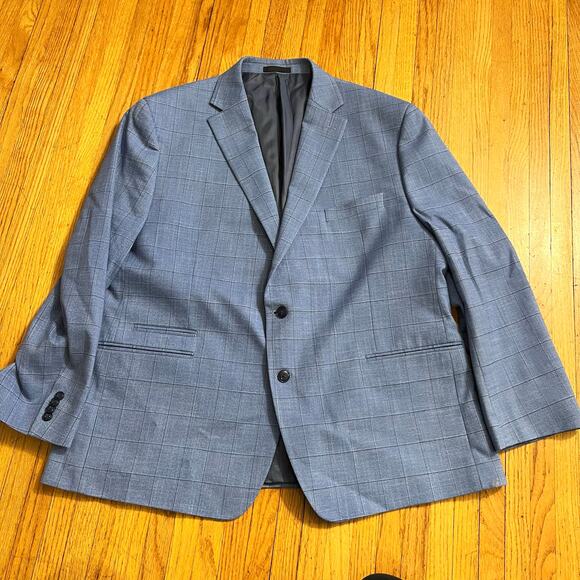 Michael Kors Blazer Mens 50R Plaid Suit Jacket Blue Plaid - Picture 1 of 12